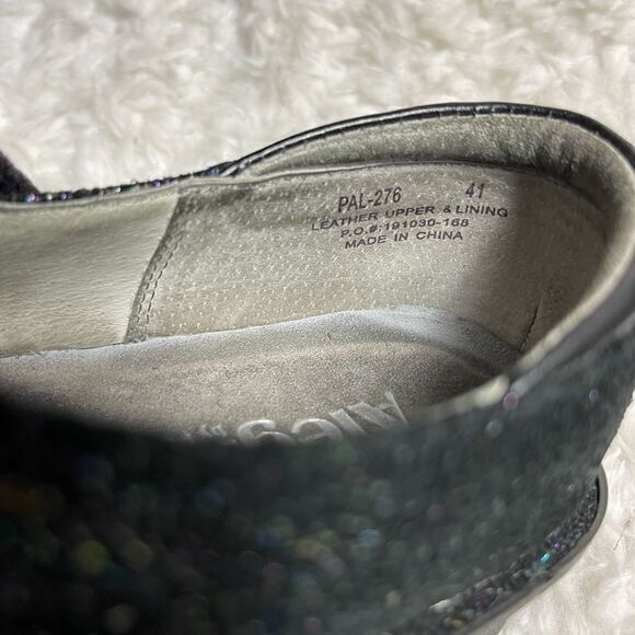 Alegria leather black suede Mary Jane with multi color sparkling glitter… - Picture 7 of 9